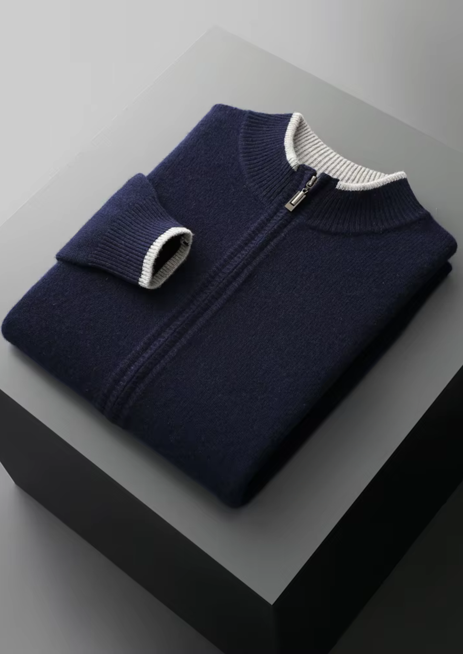 SIGNATURE MERIFIELD™ TWO-TONE ZIP CARDIGAN