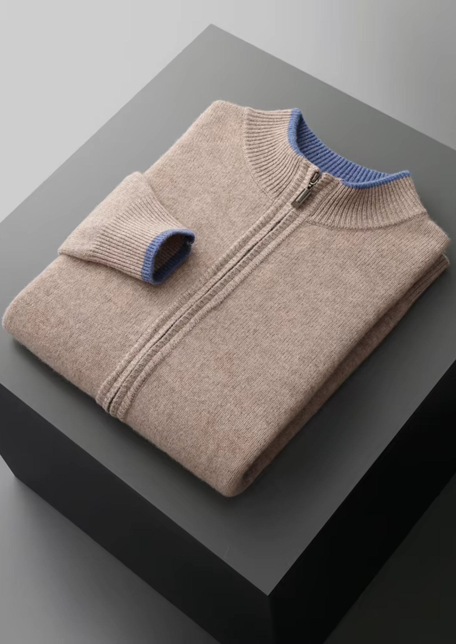 SIGNATURE MERIFIELD™ TWO-TONE ZIP CARDIGAN