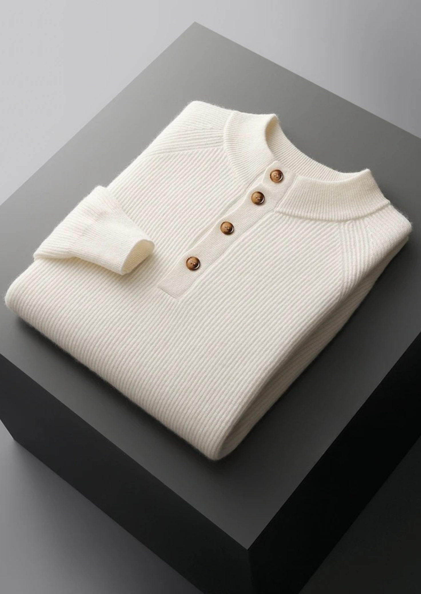 MAISON CASHCRAFT™ CLASSIC RIBBED HENLEY SWEATER