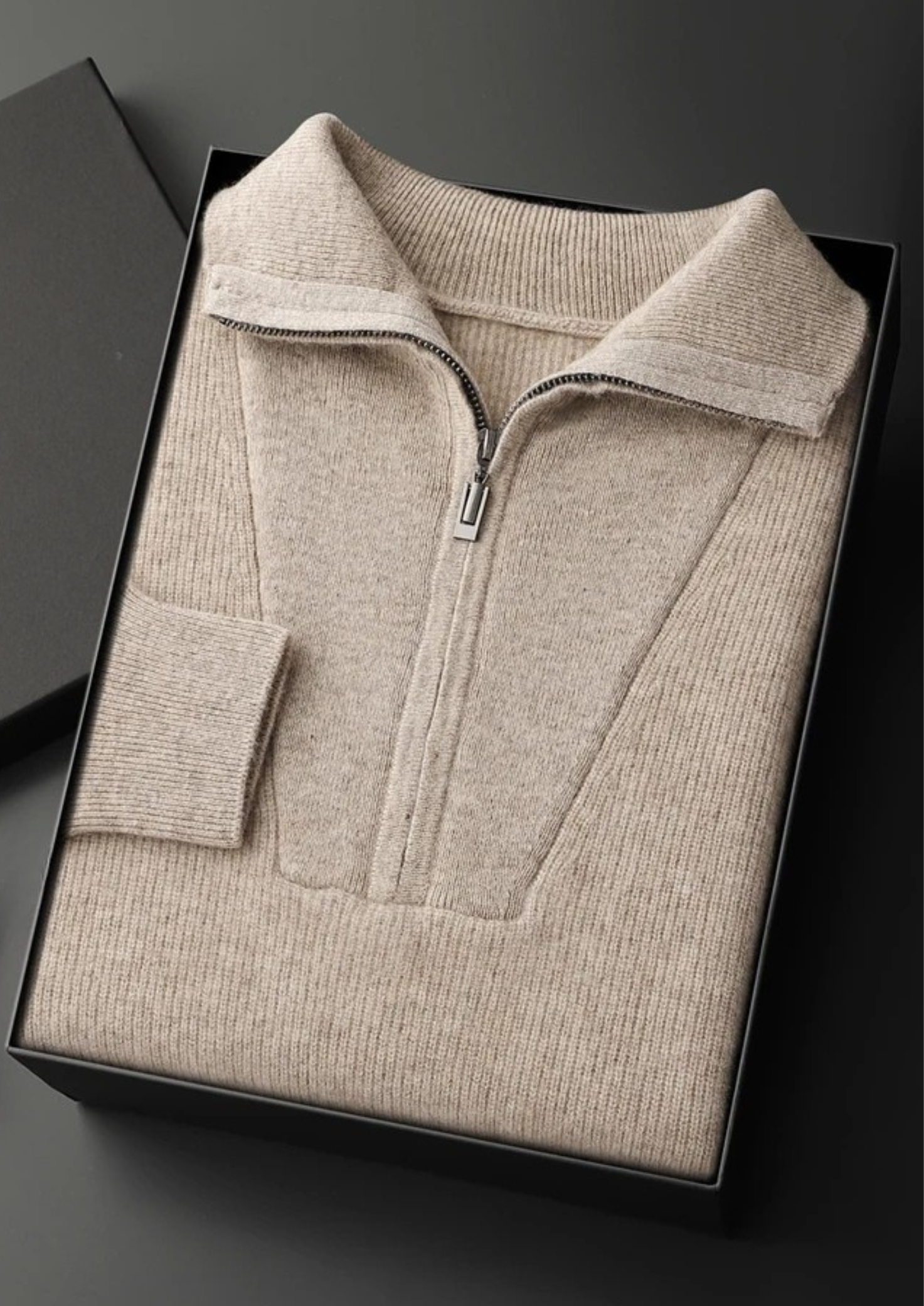 MAISON CASHCRAFT™ RIBBED HALF-ZIP SWEATER