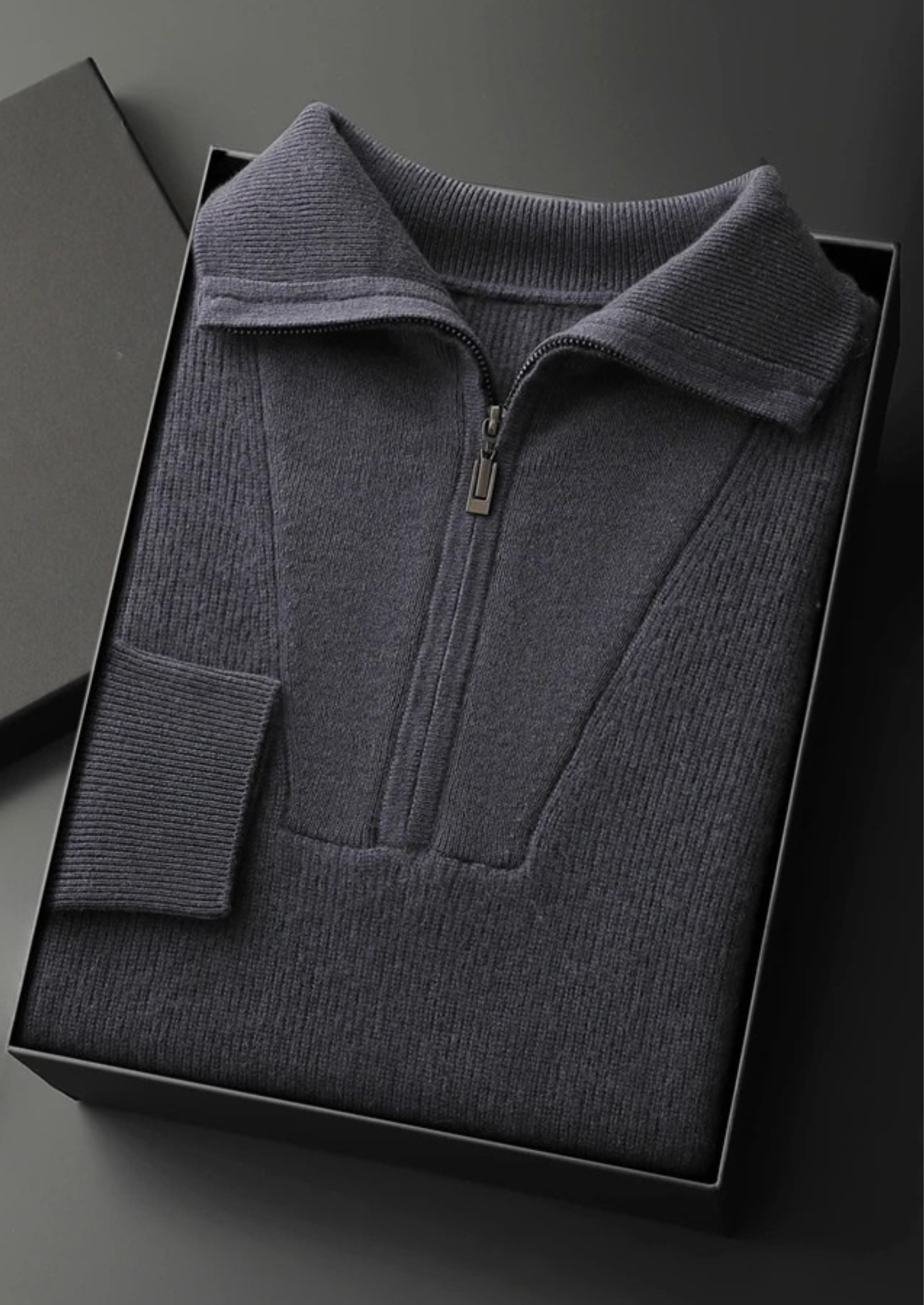 MAISON CASHCRAFT™ RIBBED HALF-ZIP SWEATER