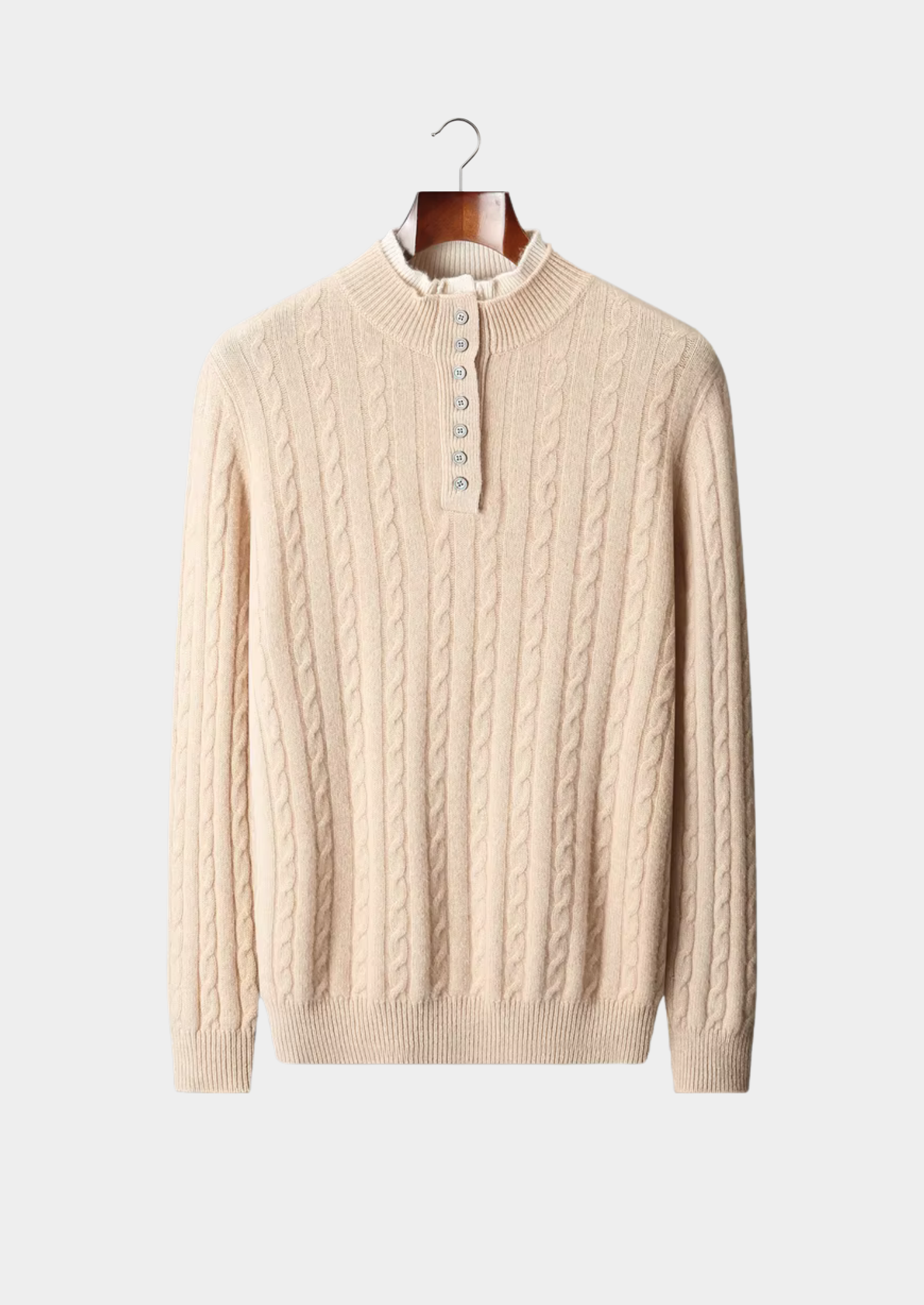 SIGNATURE MERIFIELD™ CABLE KNIT HENLEY SWEATER
