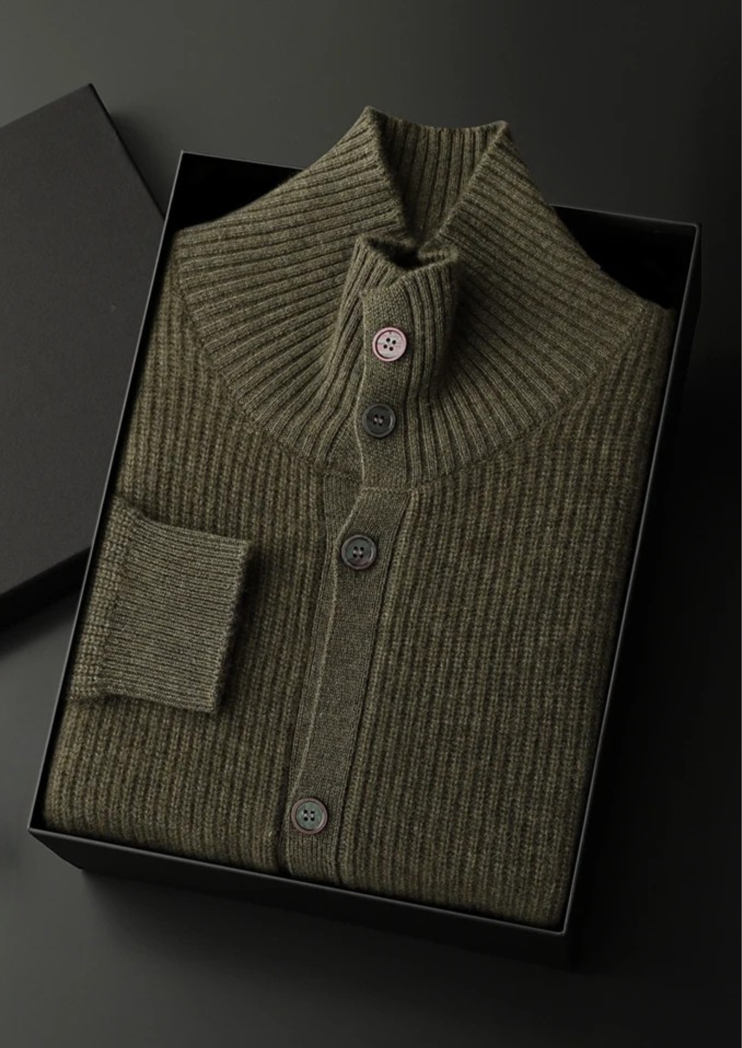 MAISON CASHCRAFT™ RIBBED HIGH COLLAR CARDIGAN