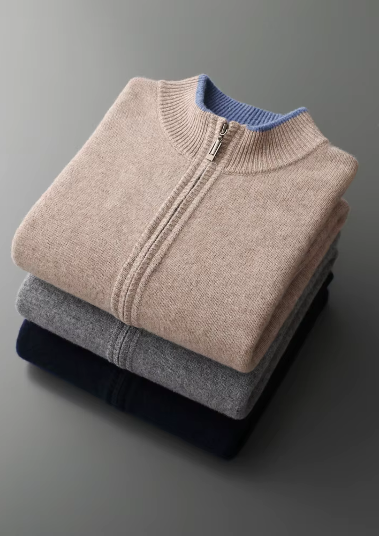 SIGNATURE MERIFIELD™ TWO-TONE ZIP CARDIGAN