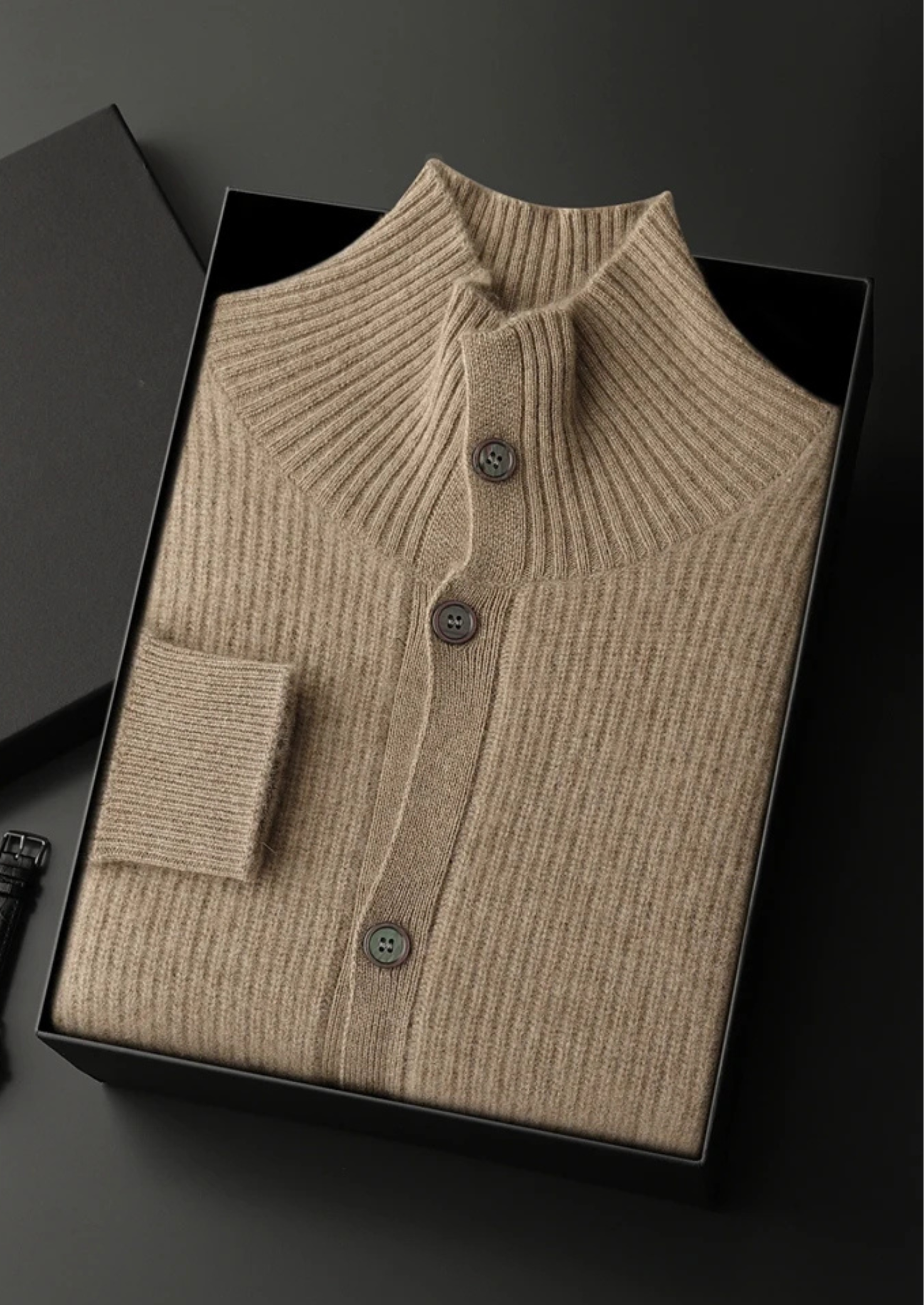MAISON CASHCRAFT™ RIBBED HIGH COLLAR CARDIGAN