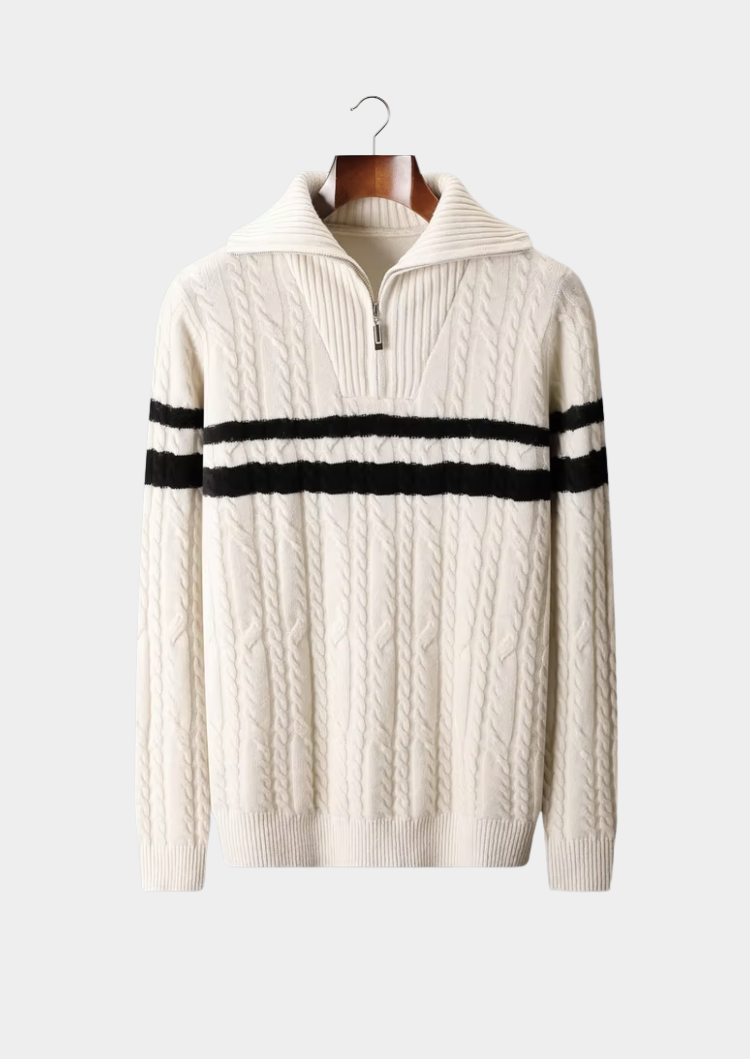 SIGNATURE MERIFIELD™ STRIPED HALF-ZIP SWEATER