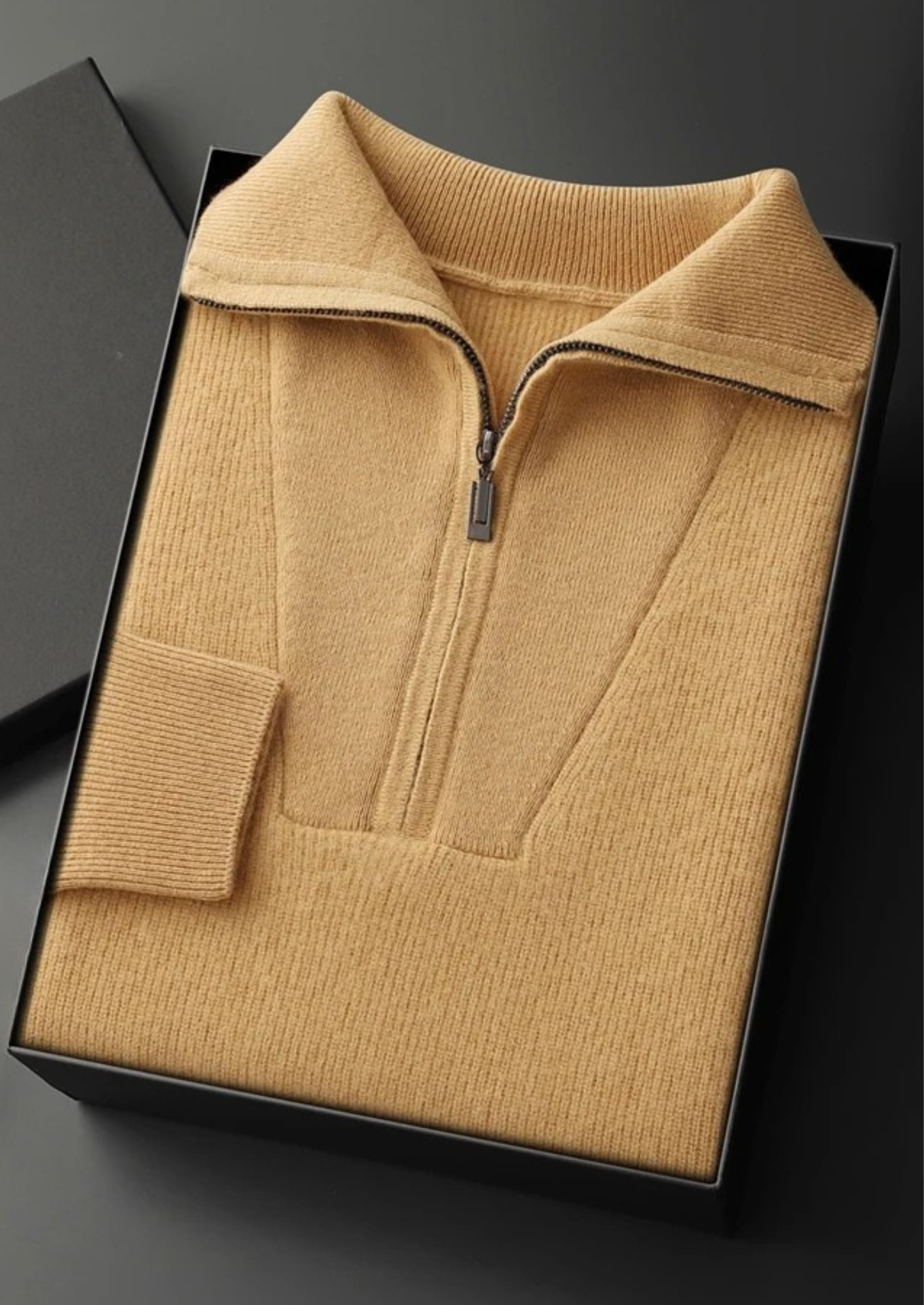 MAISON CASHCRAFT™ RIBBED HALF-ZIP SWEATER