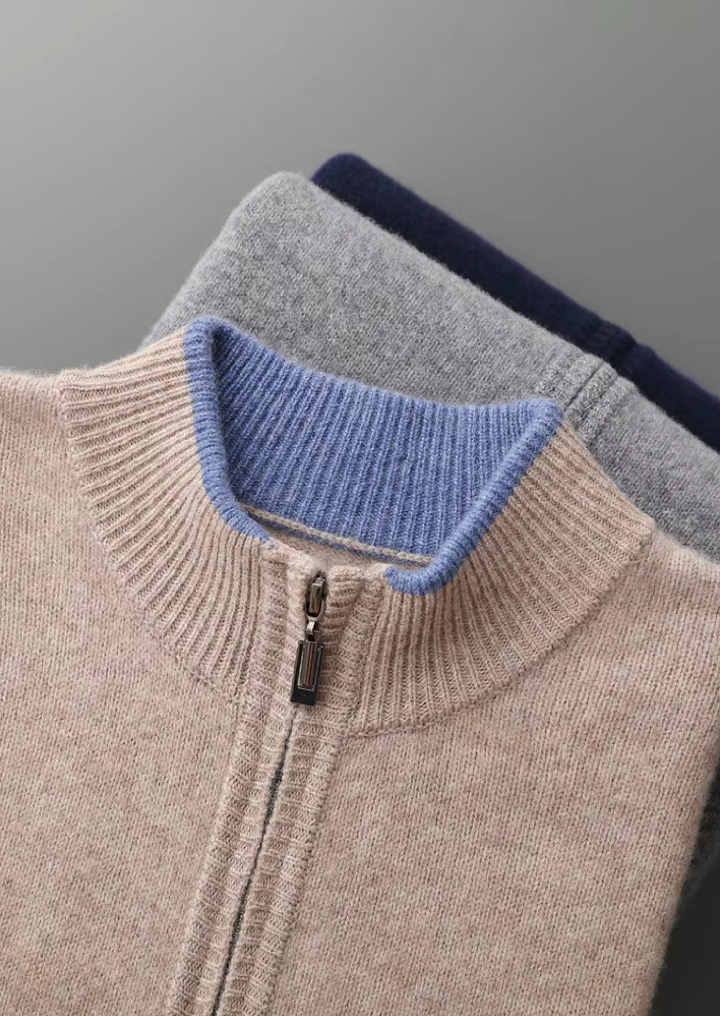 SIGNATURE MERIFIELD™ TWO-TONE ZIP CARDIGAN