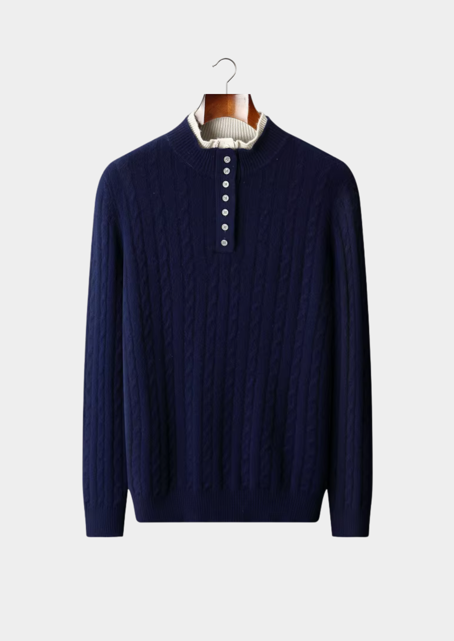 SIGNATURE MERIFIELD™ CABLE KNIT HENLEY SWEATER
