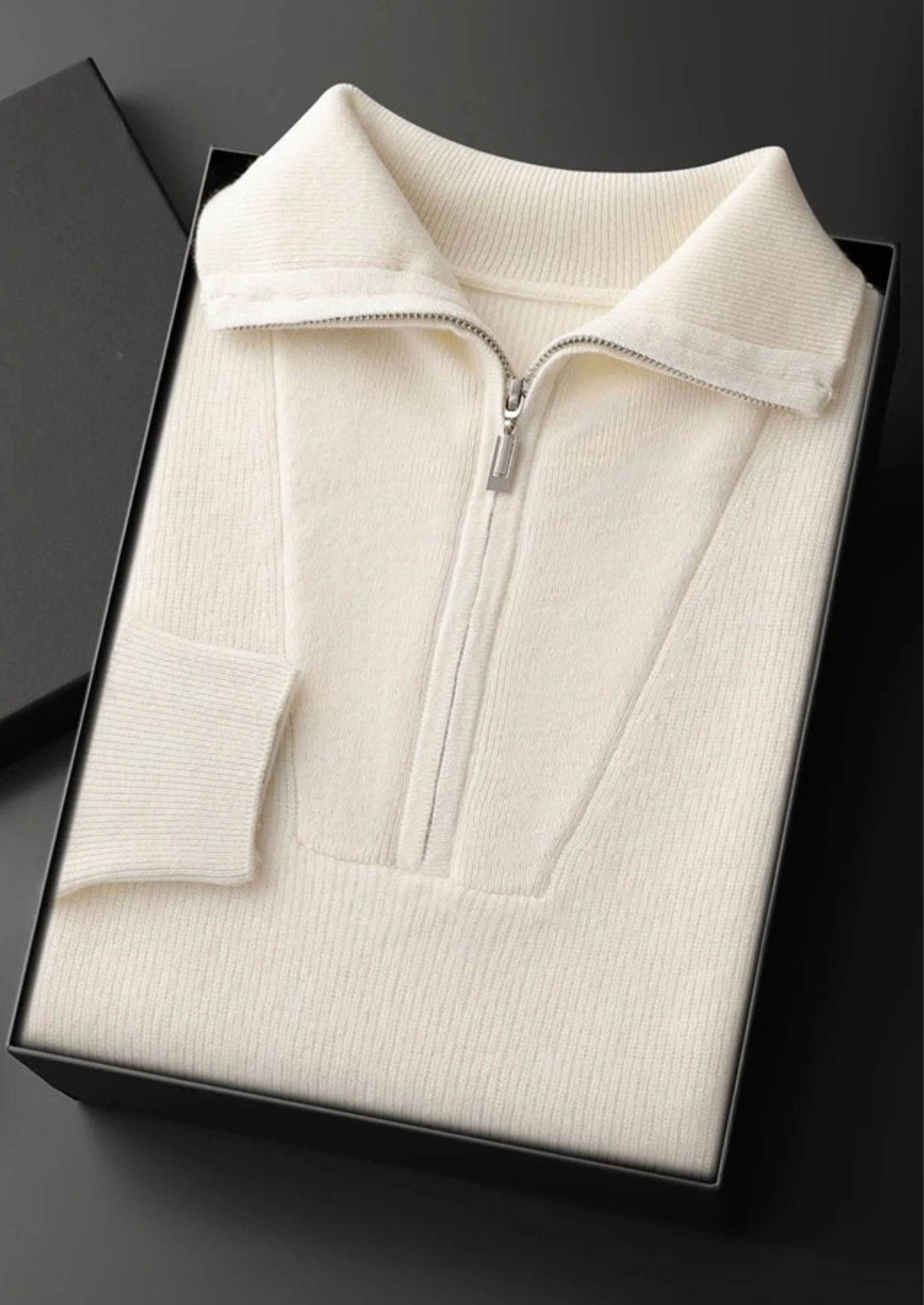 MAISON CASHCRAFT™ RIBBED HALF-ZIP SWEATER