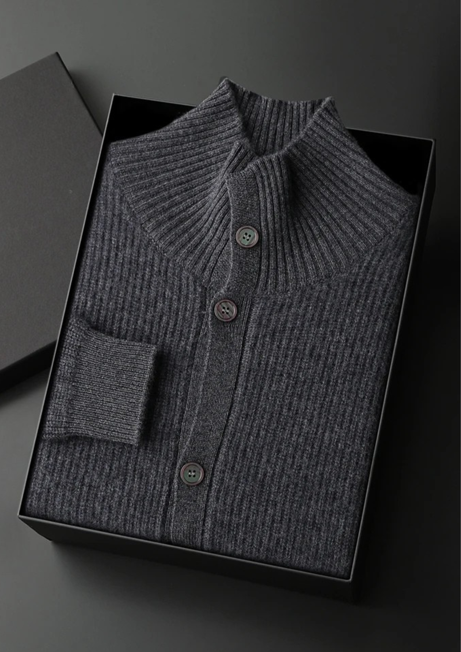 MAISON CASHCRAFT™ RIBBED HIGH COLLAR CARDIGAN