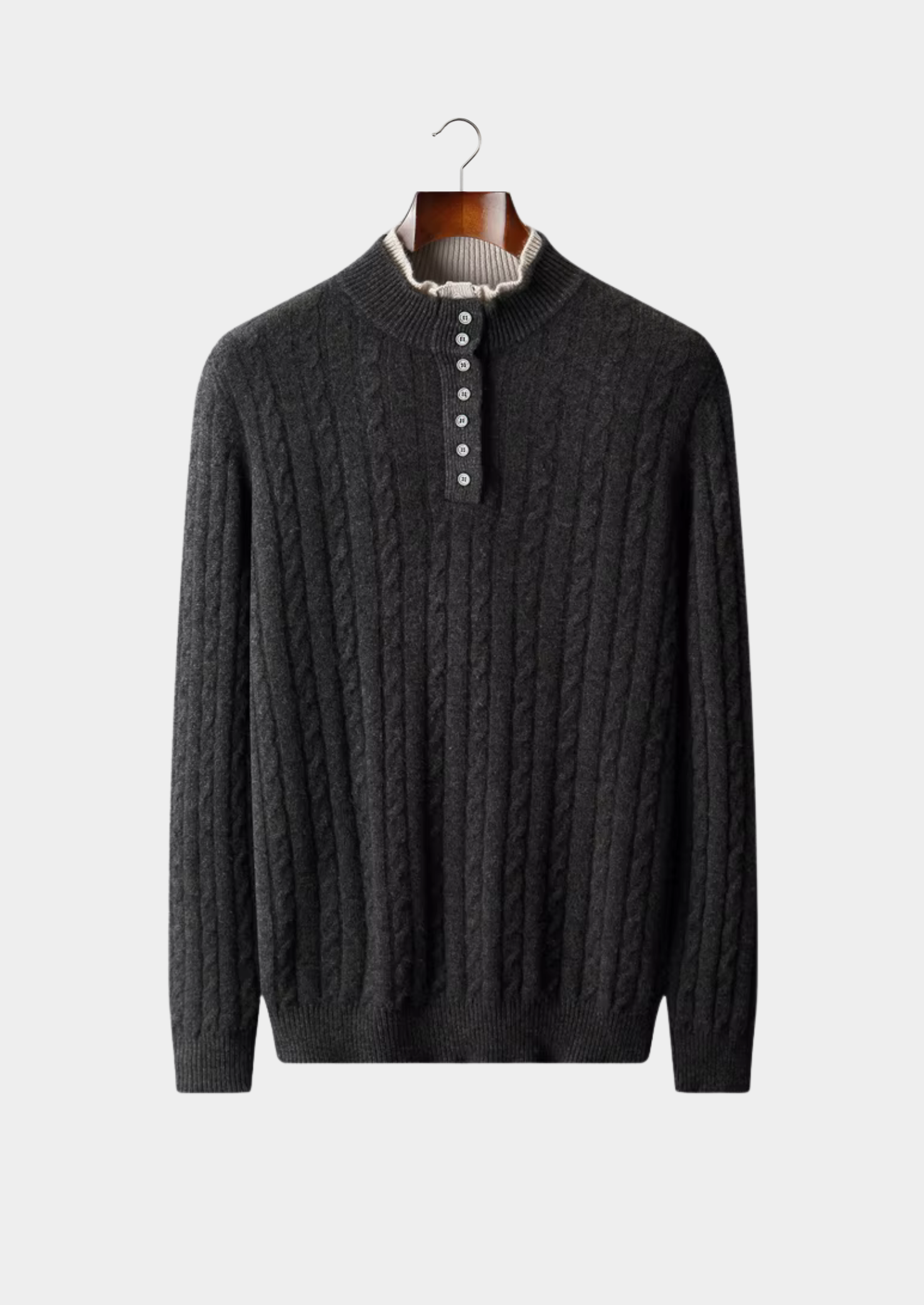 SIGNATURE MERIFIELD™ CABLE KNIT HENLEY SWEATER