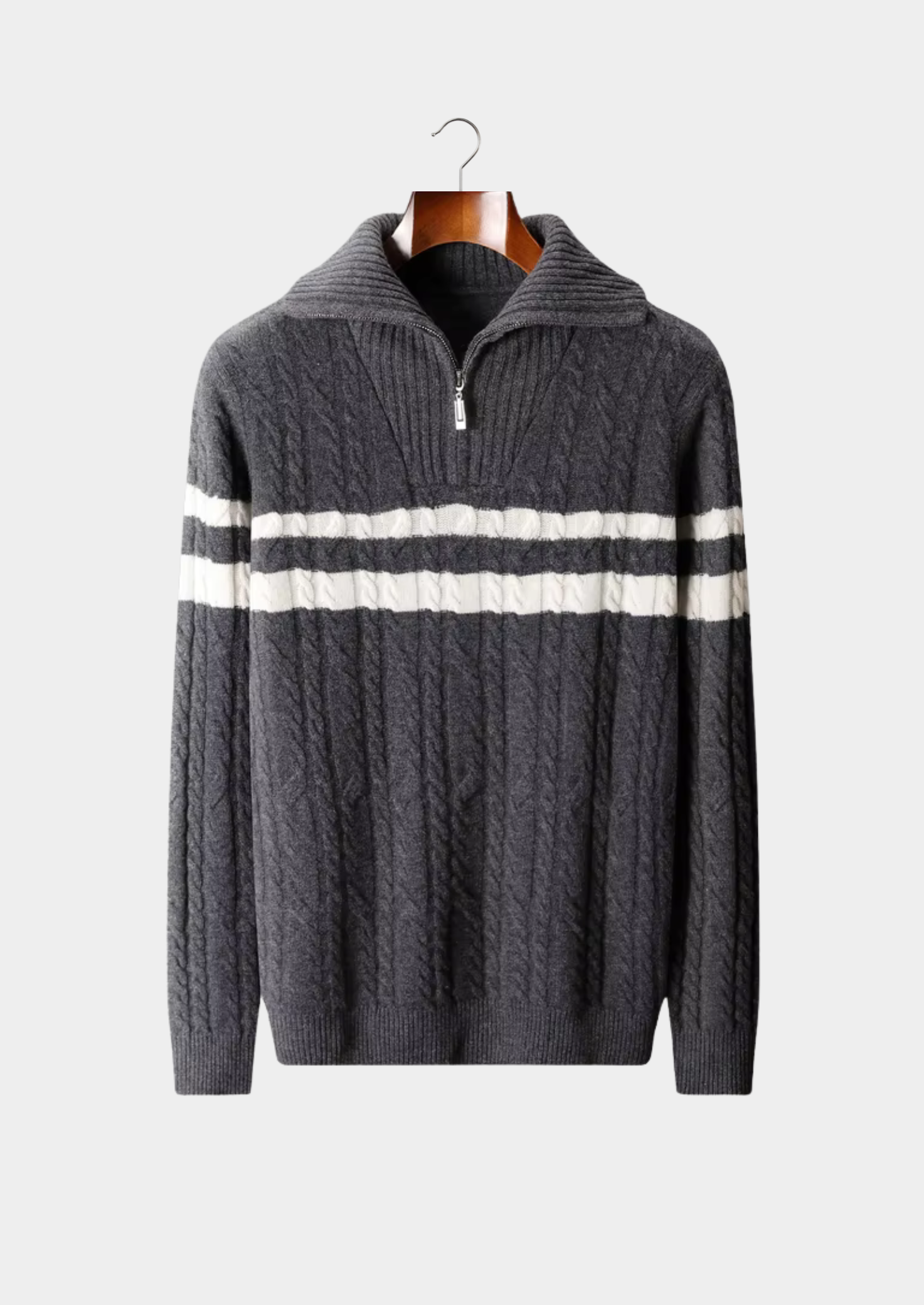 SIGNATURE MERIFIELD™ STRIPED HALF-ZIP SWEATER