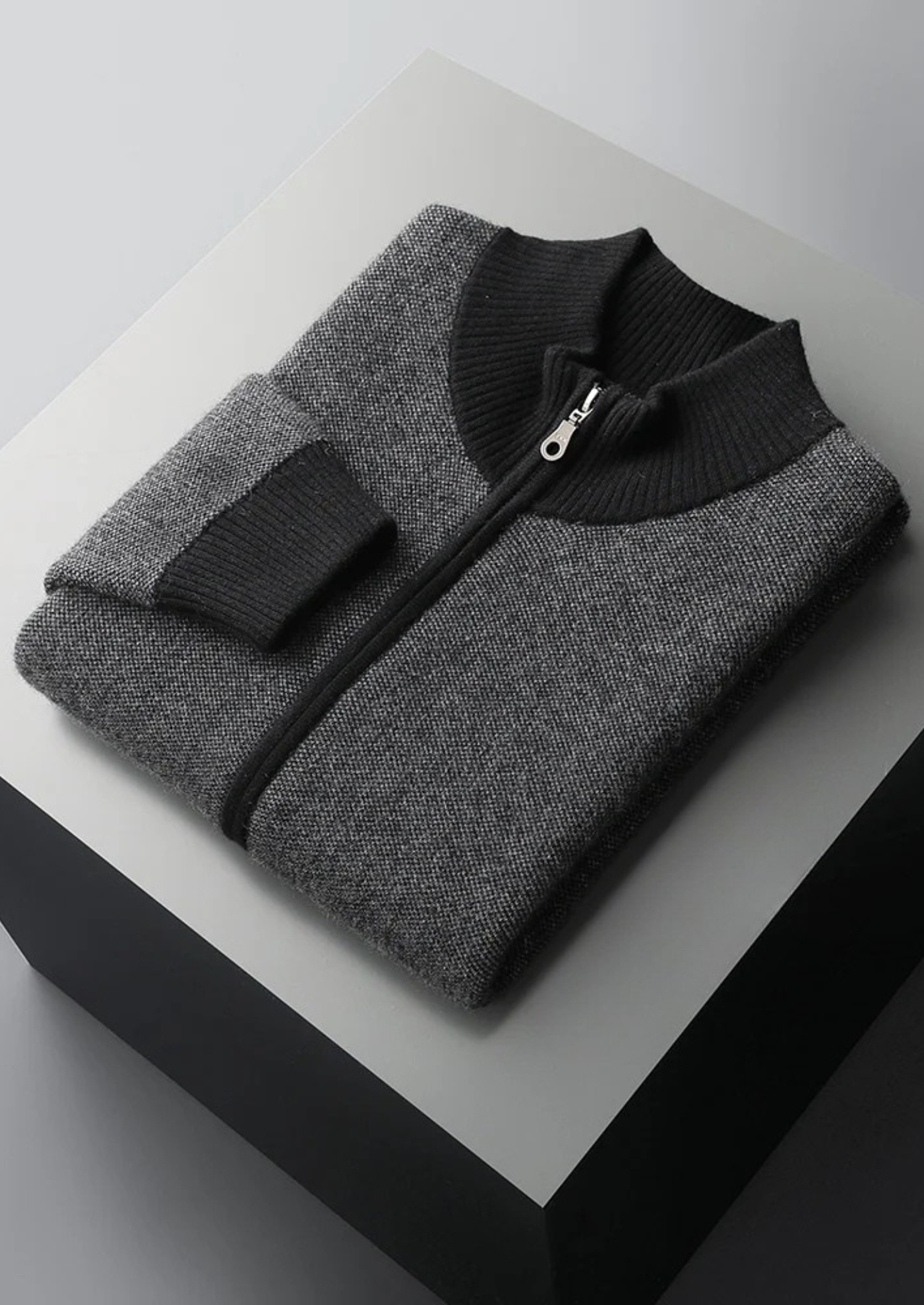 MAISON CASHCRAFT™ JACQUARD ZIP CARDIGAN