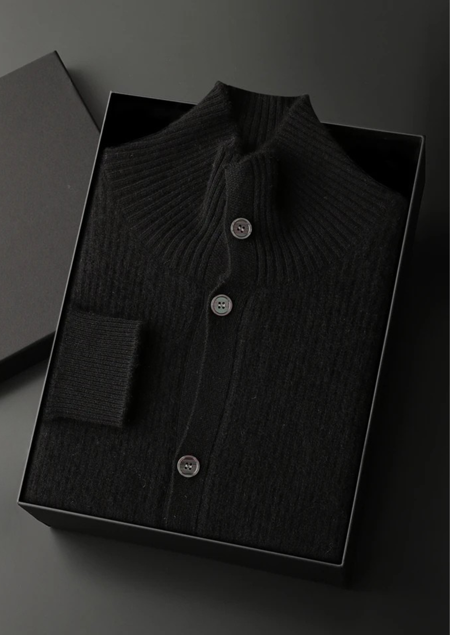 MAISON CASHCRAFT™ RIBBED HIGH COLLAR CARDIGAN