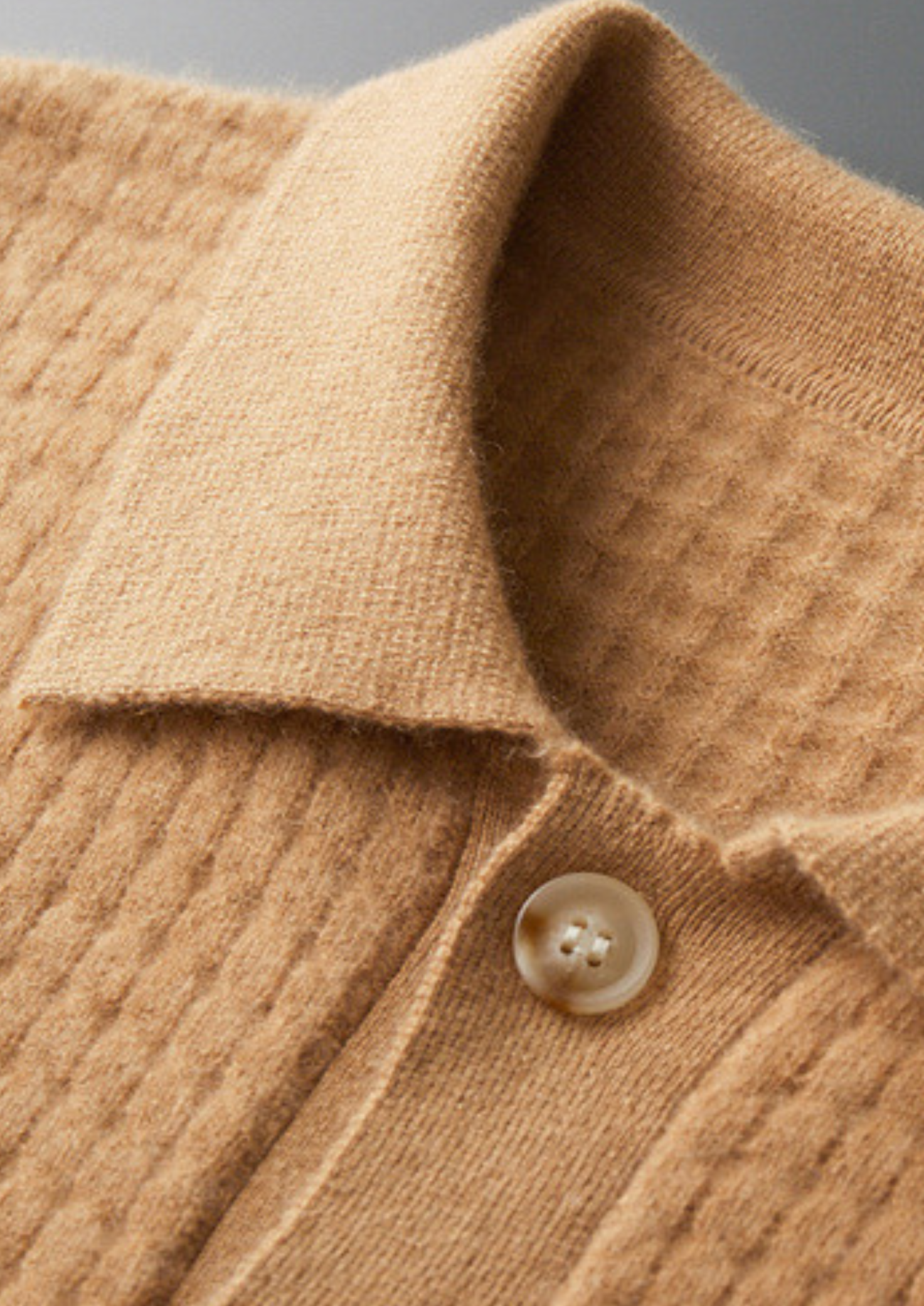 HERITAGE VELWICK™ CARAMEL TEXTURED BUTTON CARDIGAN
