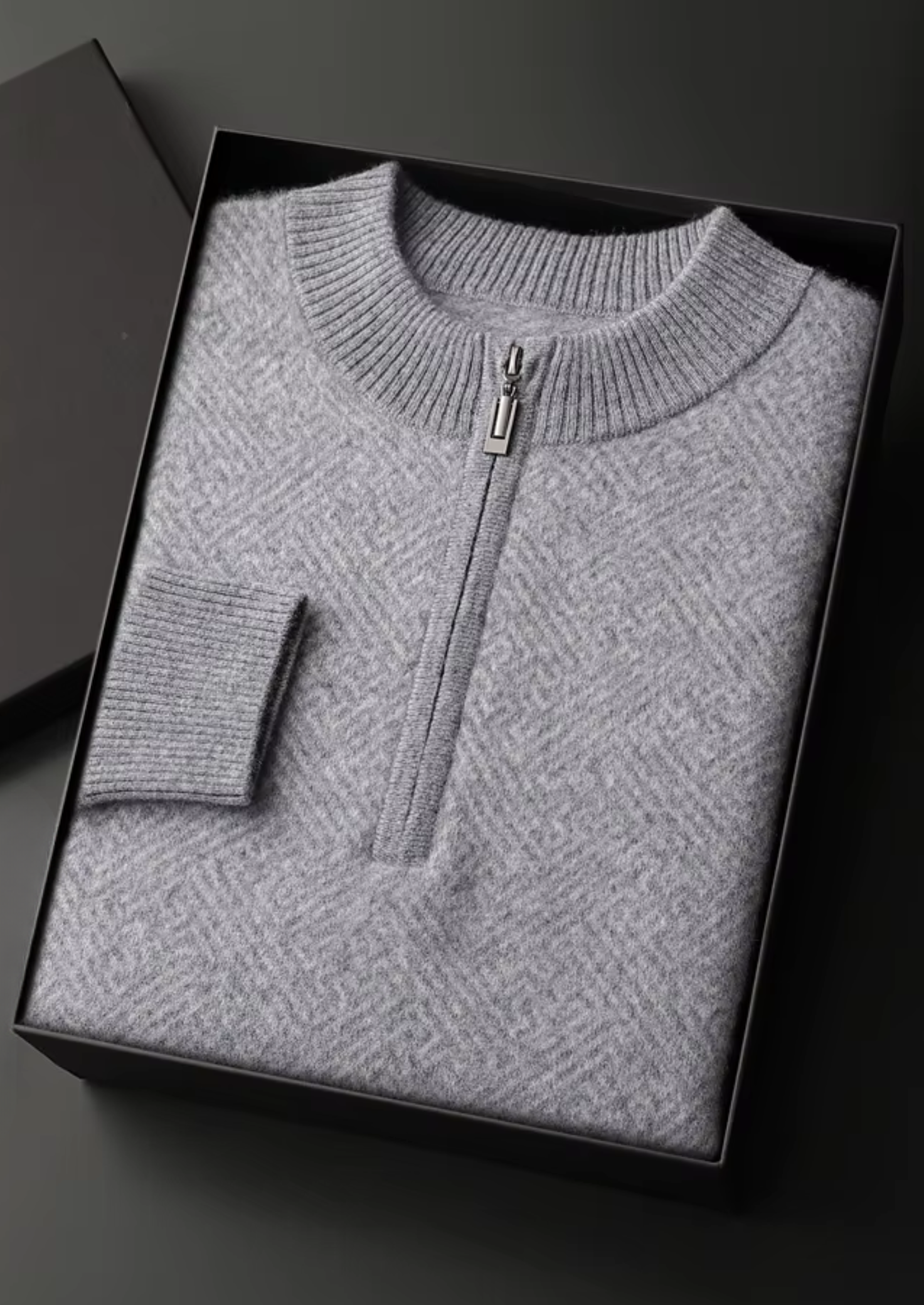 MAISON CASHCRAFT™ PATTERNED HALF-ZIP SWEATER