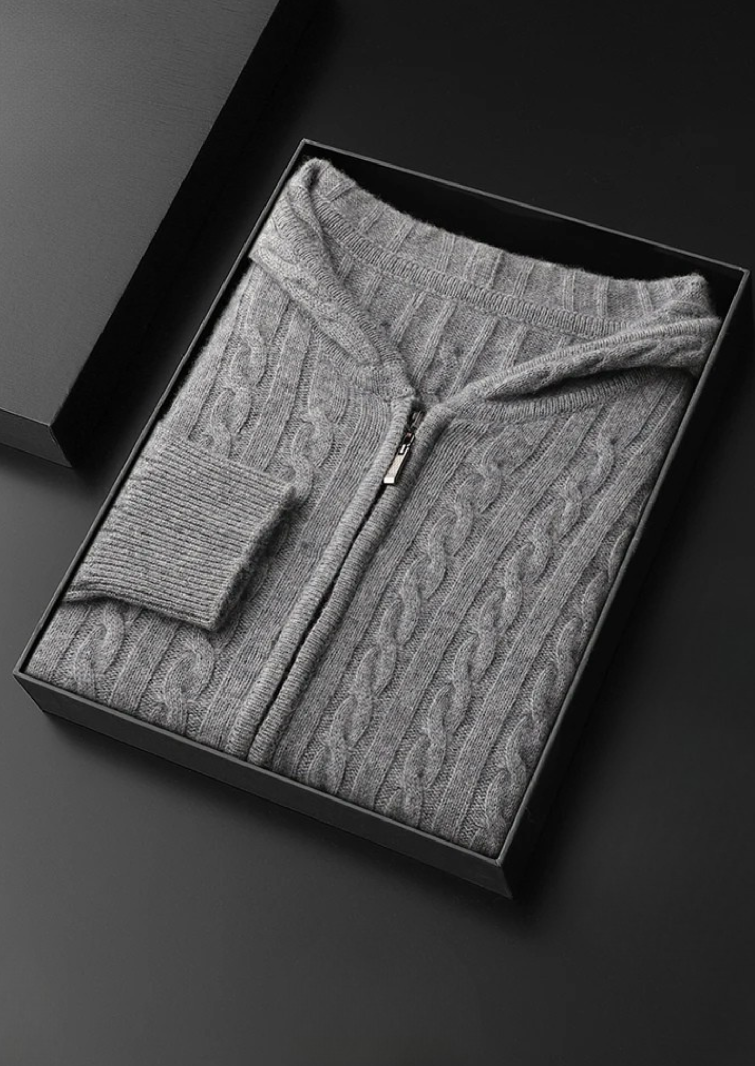 MAISON CASHCRAFT™ CABLE KNIT ZIPPER HOODIE
