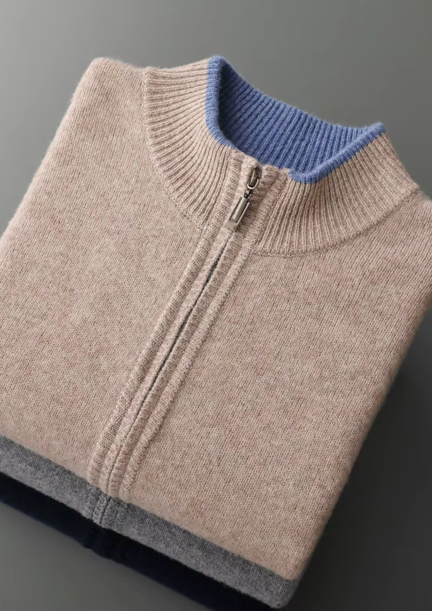 SIGNATURE MERIFIELD™ TWO-TONE ZIP CARDIGAN