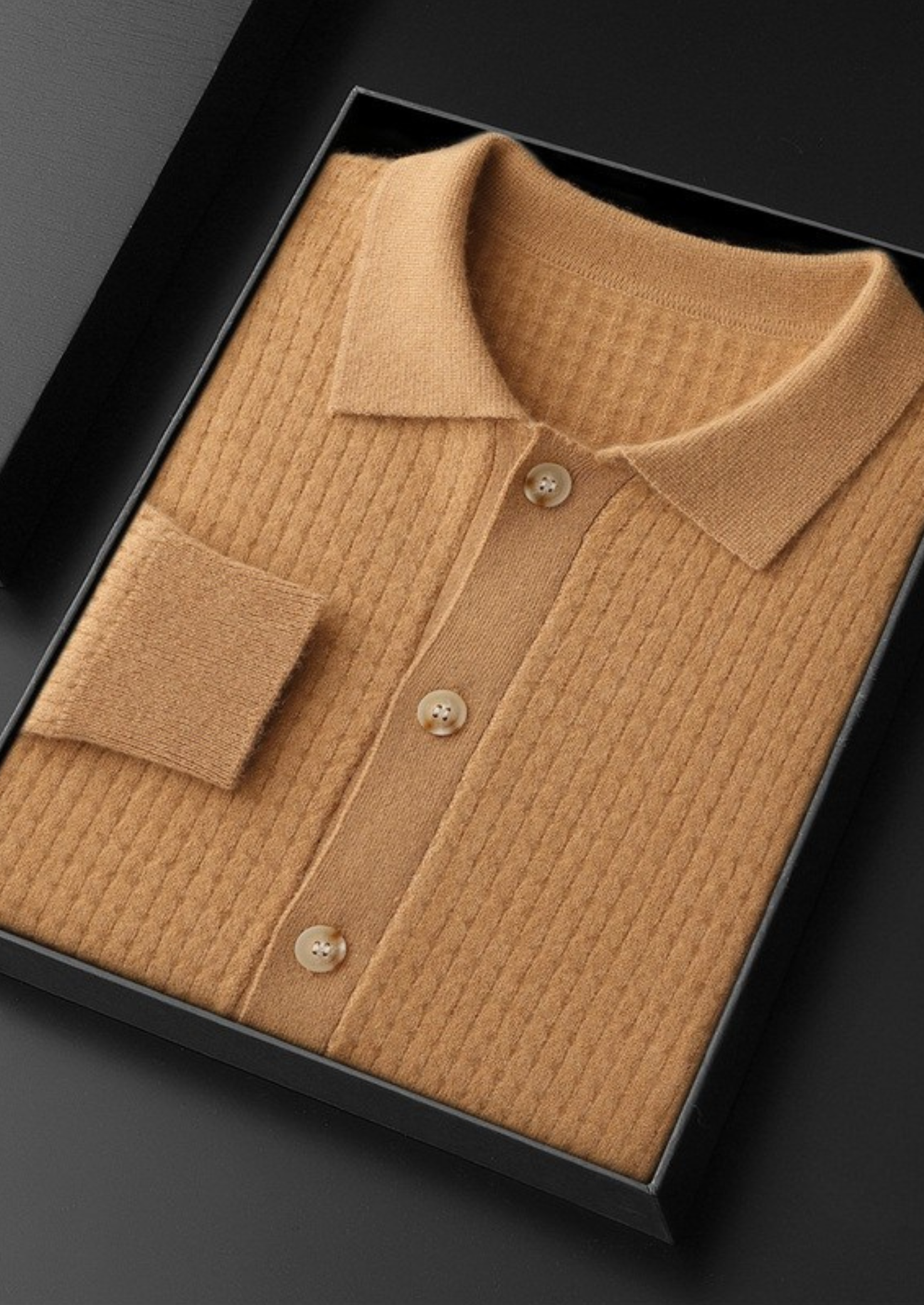 HERITAGE VELWICK™ CARAMEL TEXTURED BUTTON CARDIGAN