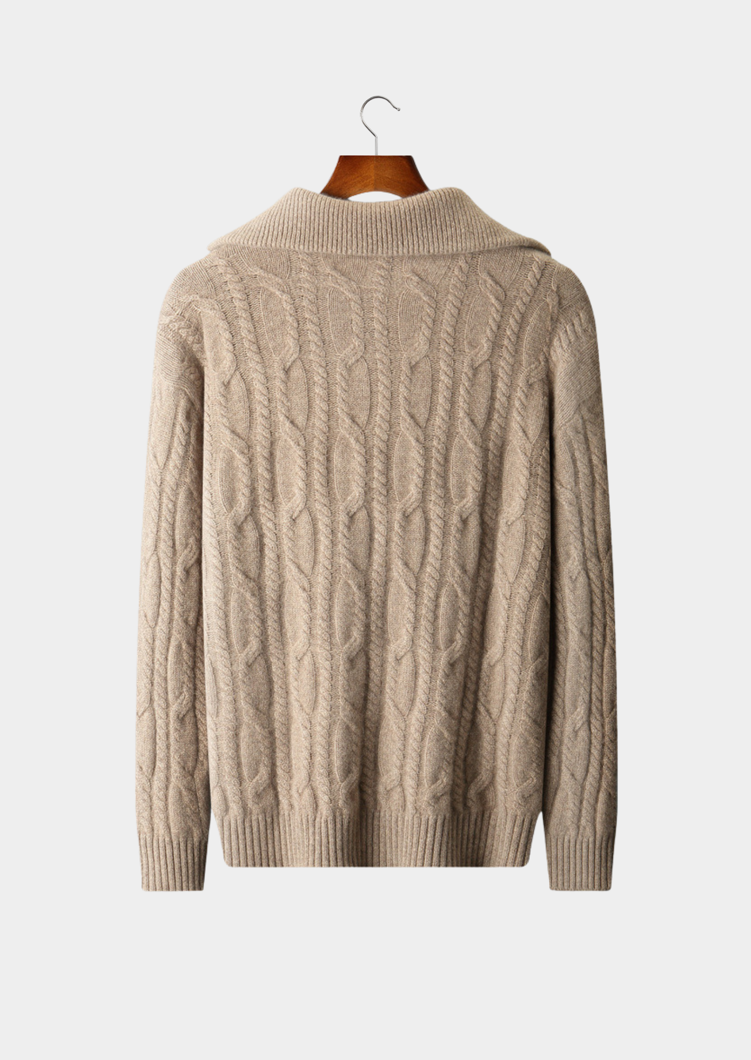 HERITAGE VELWICK™ BEIGE CABLE HALF ZIP SWEATER