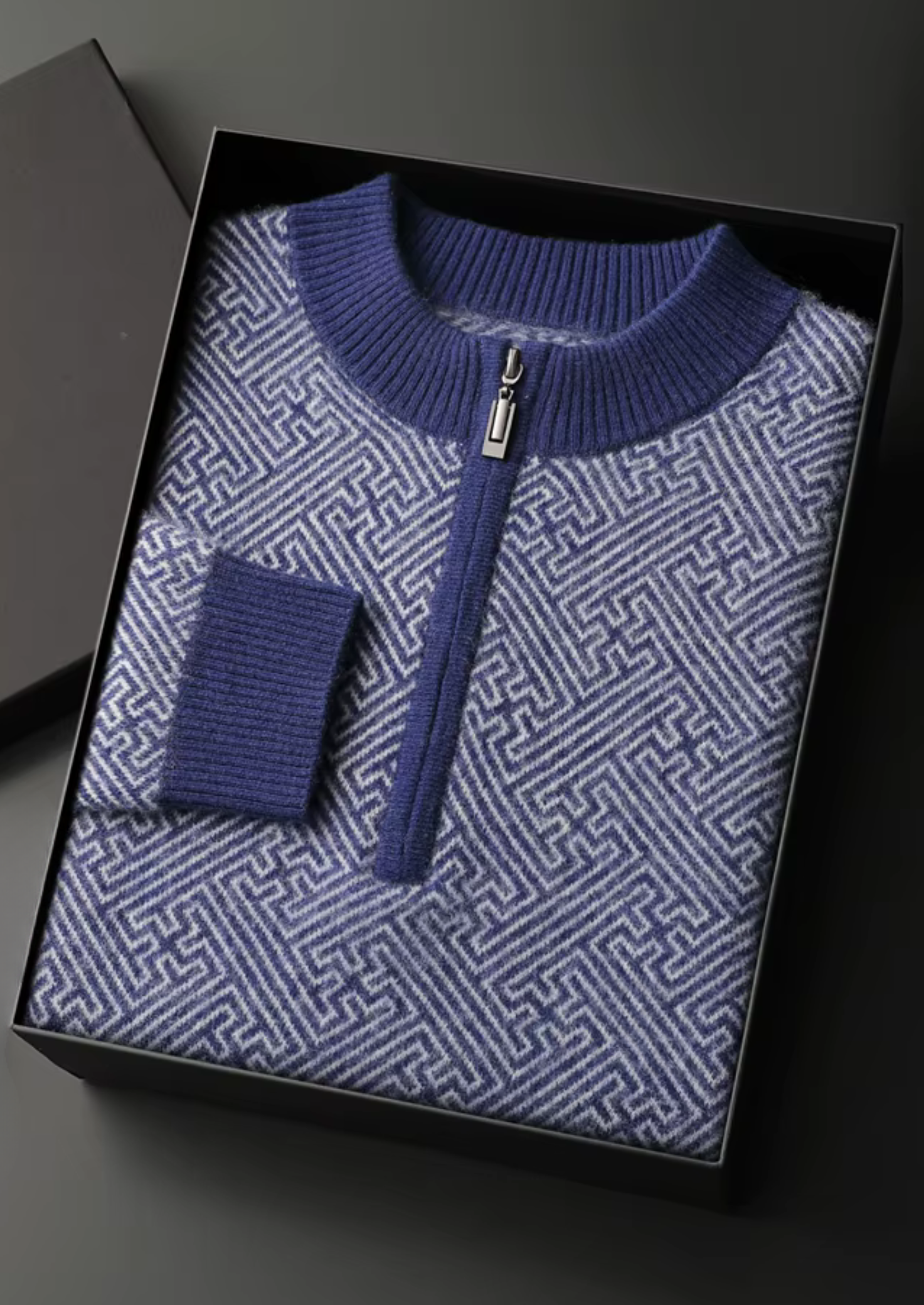 MAISON CASHCRAFT™ PATTERNED HALF-ZIP SWEATER