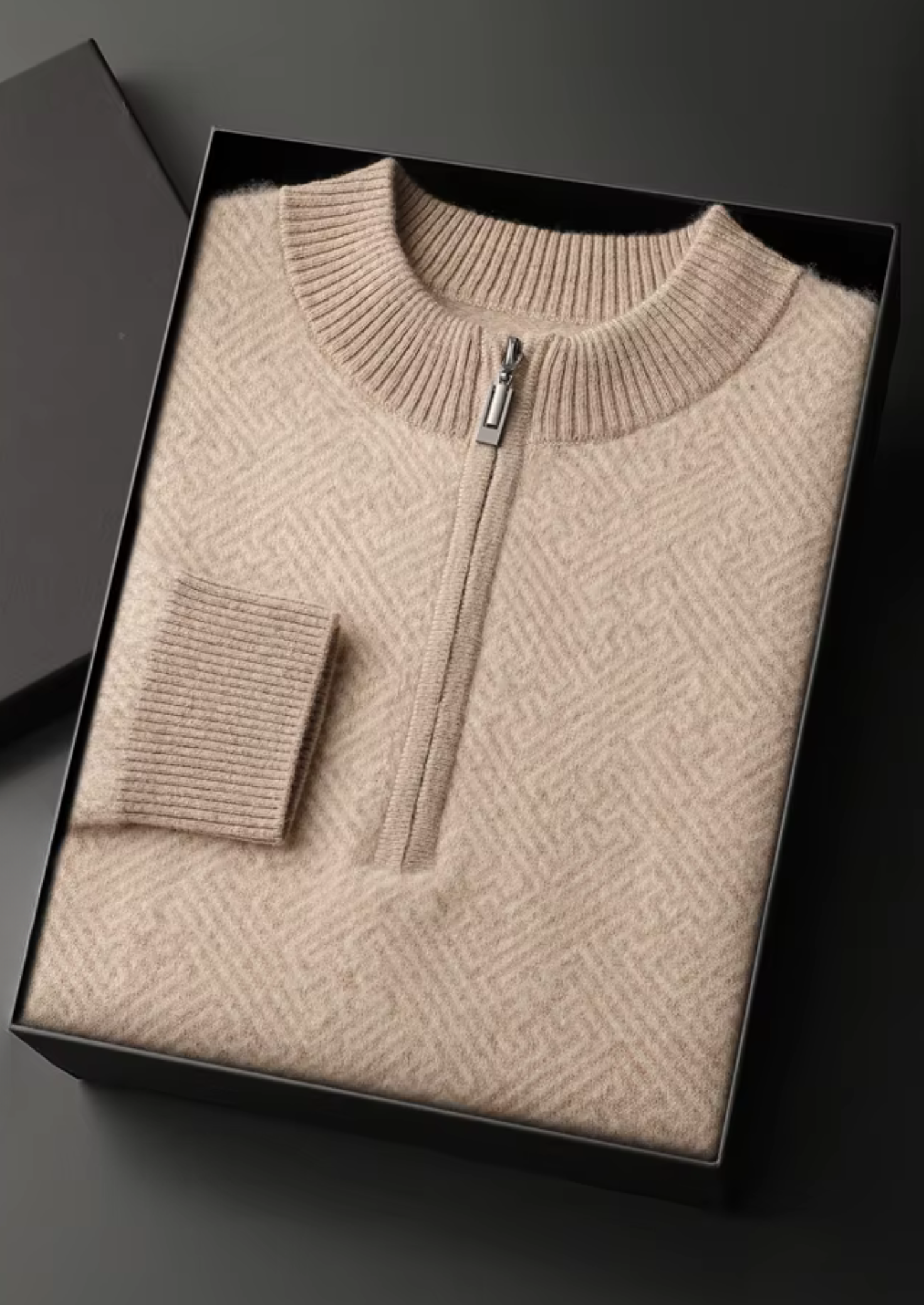 MAISON CASHCRAFT™ PATTERNED HALF-ZIP SWEATER