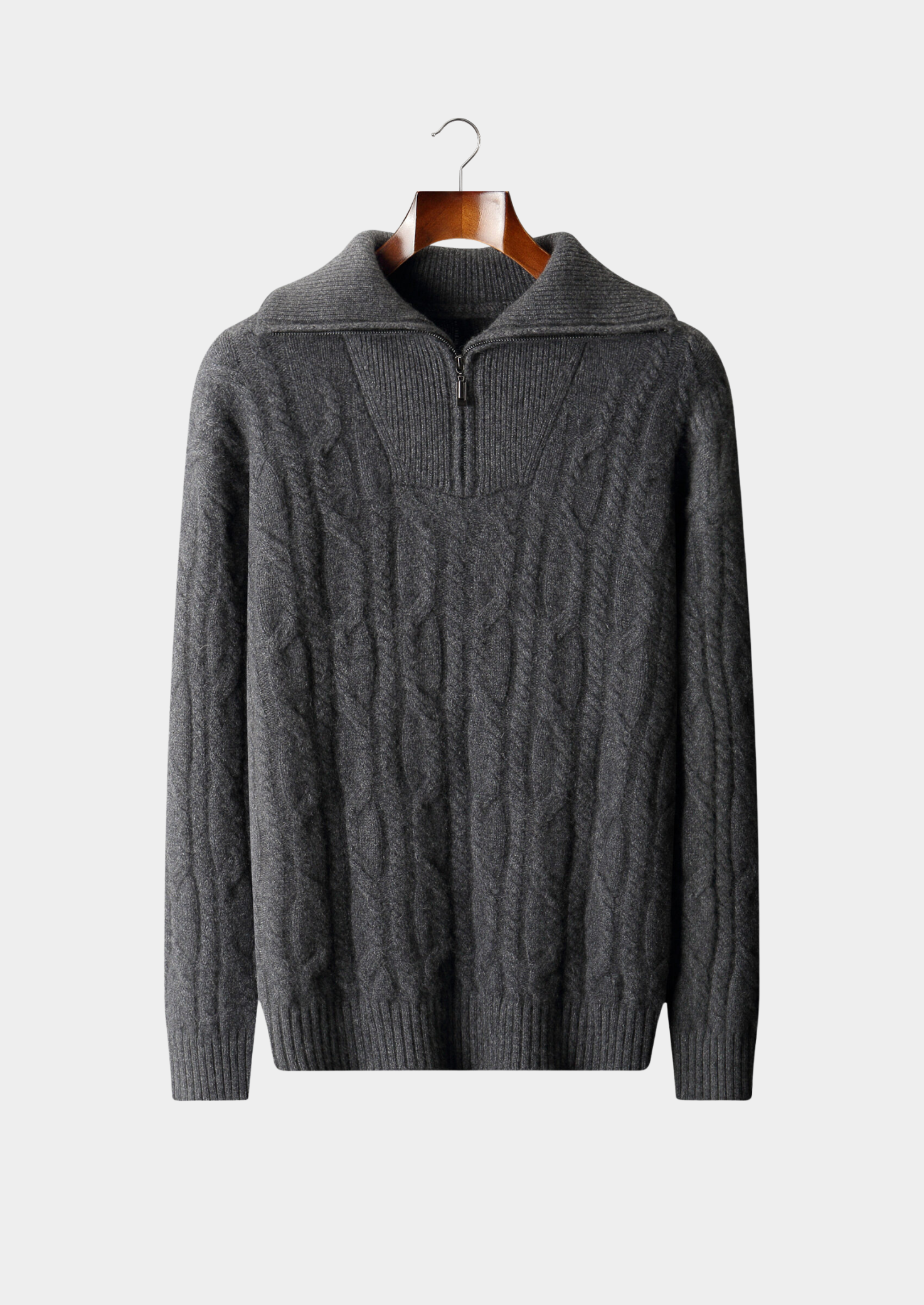 HERITAGE VELWICK™ DARK GRAY CABLE HALF ZIP SWEATER