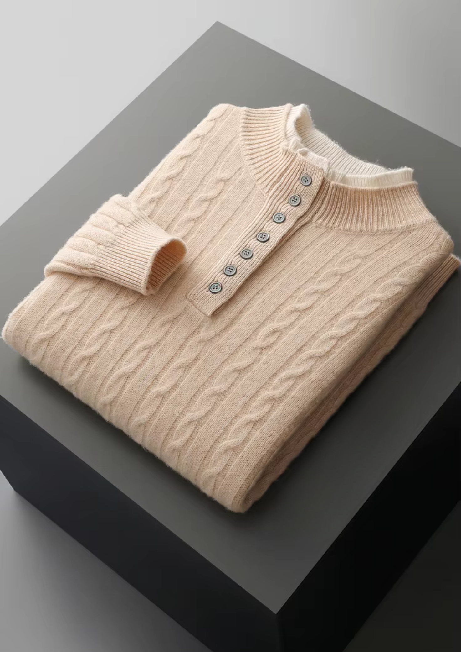 SIGNATURE MERIFIELD™ CABLE KNIT HENLEY SWEATER