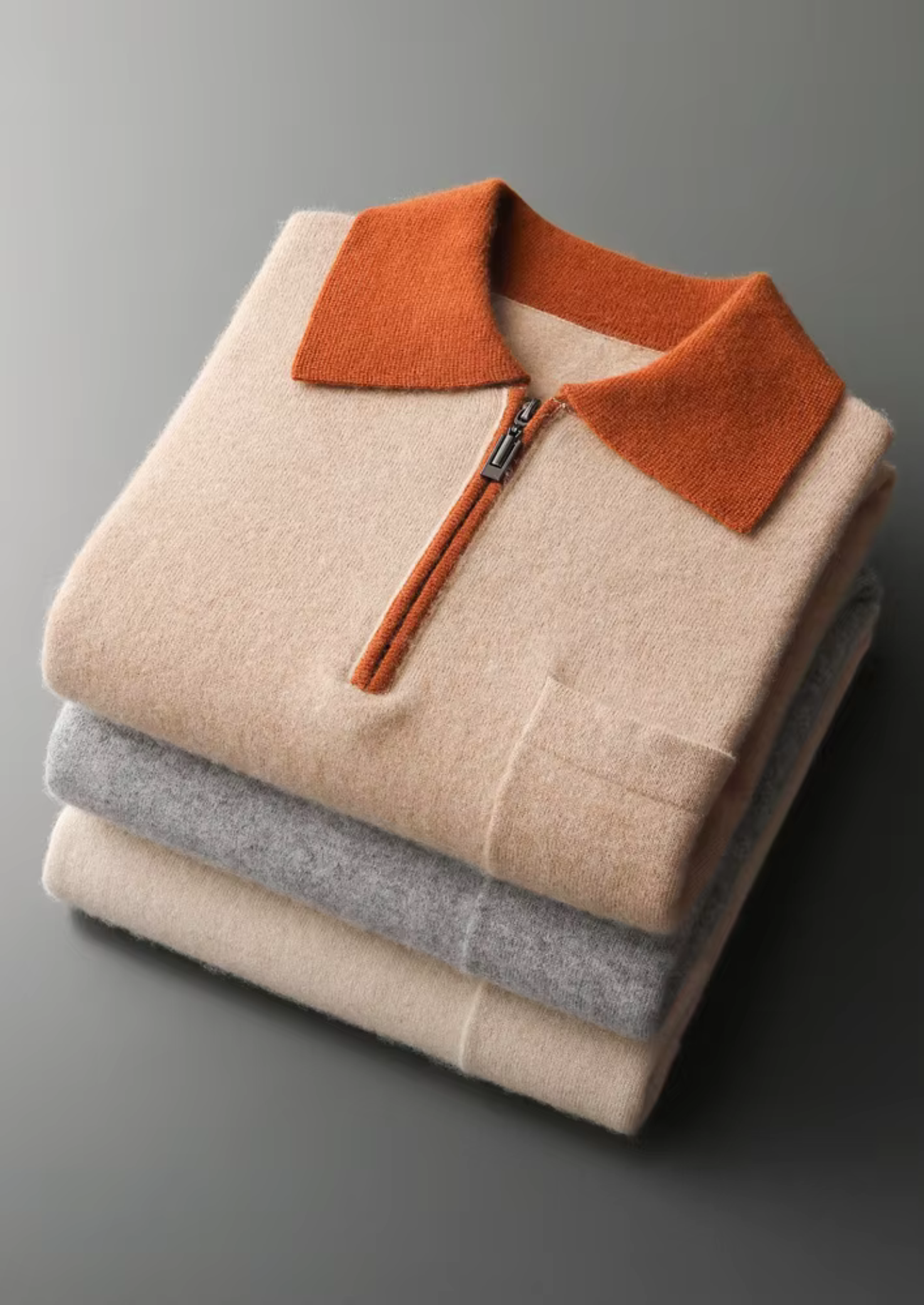 MAISON CASHCRAFT™ TWO TONE ZIPPER POLO