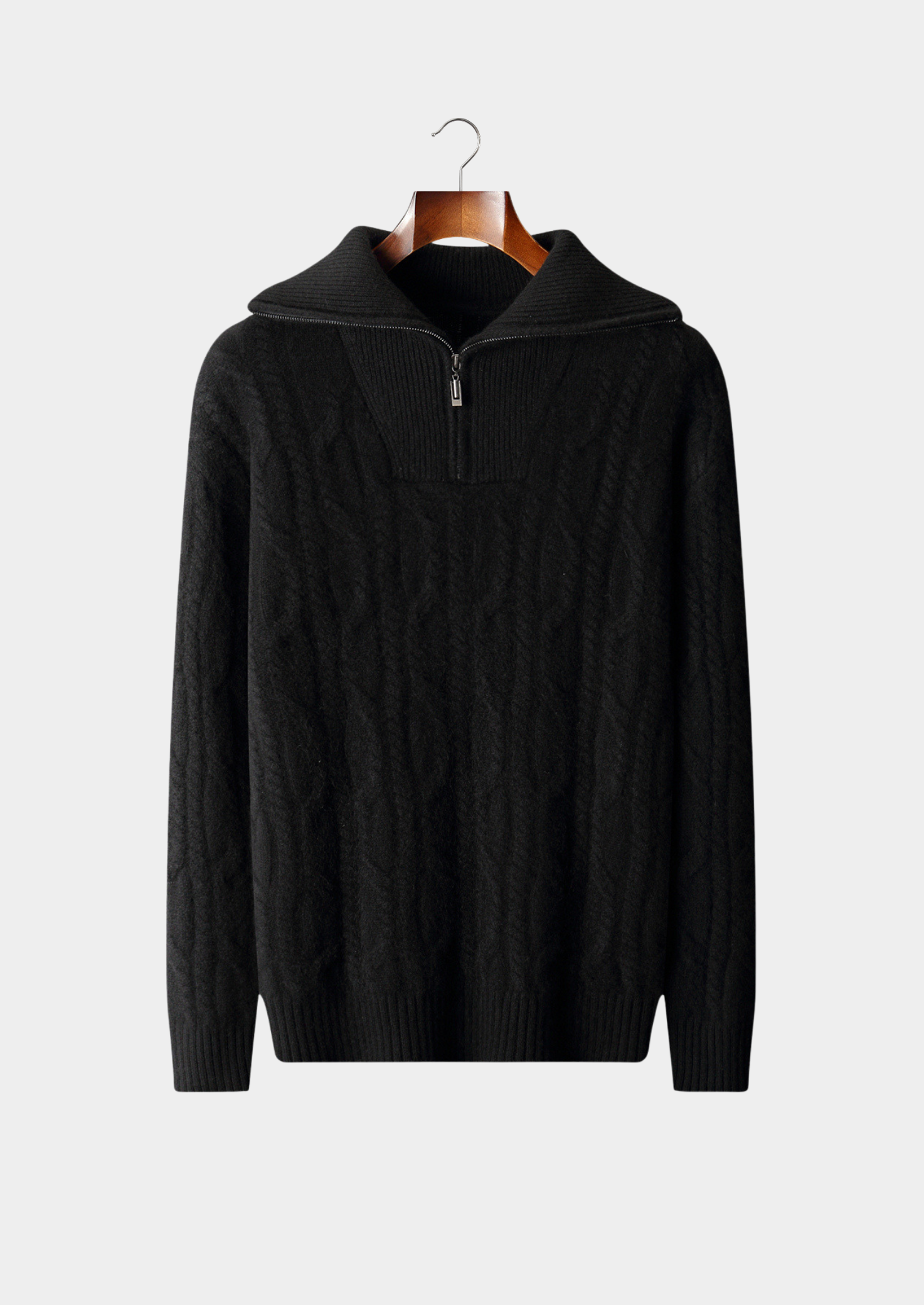 HERITAGE VELWICK™ BLACK CABLE HALF ZIP SWEATER