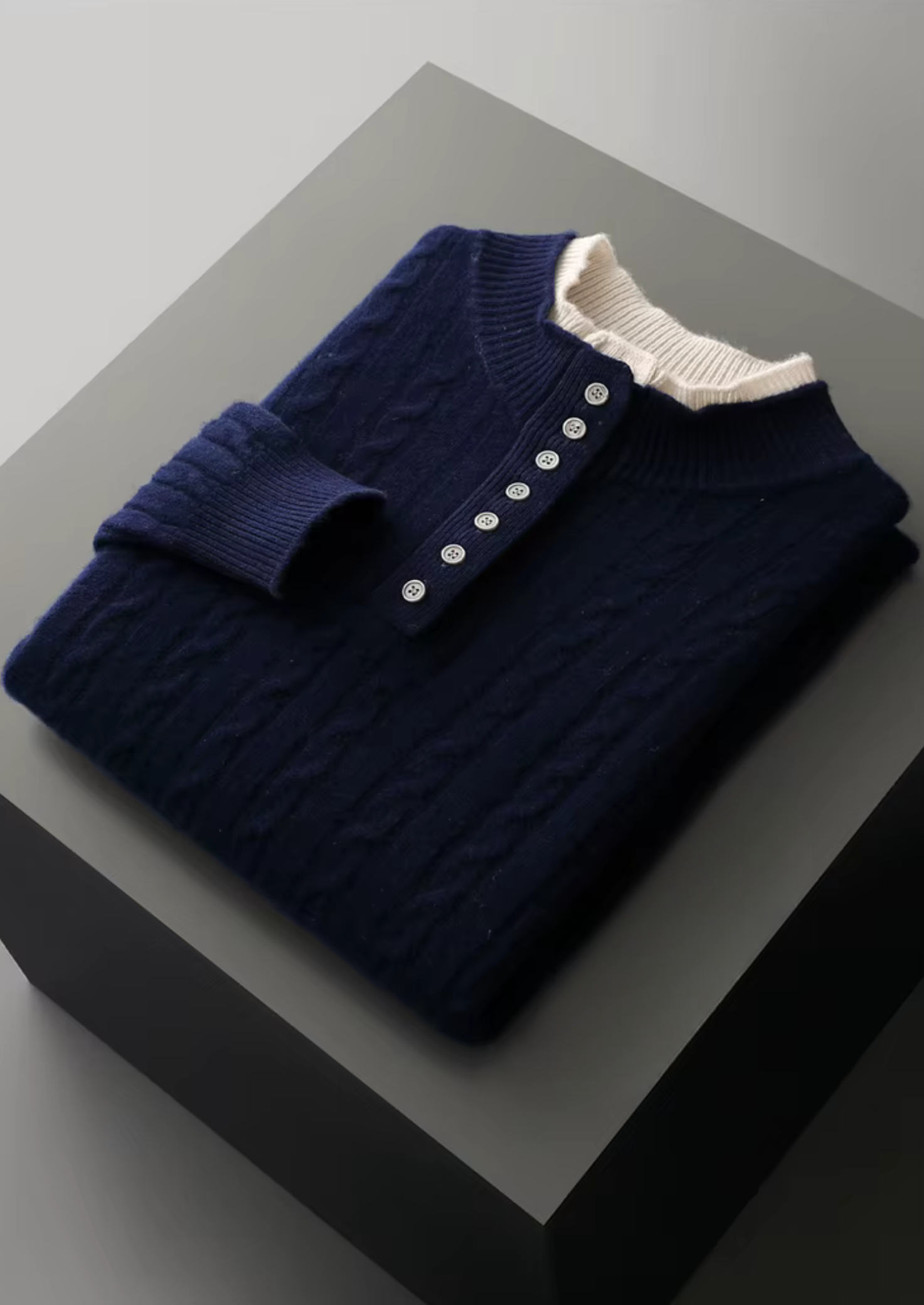 SIGNATURE MERIFIELD™ CABLE KNIT HENLEY SWEATER