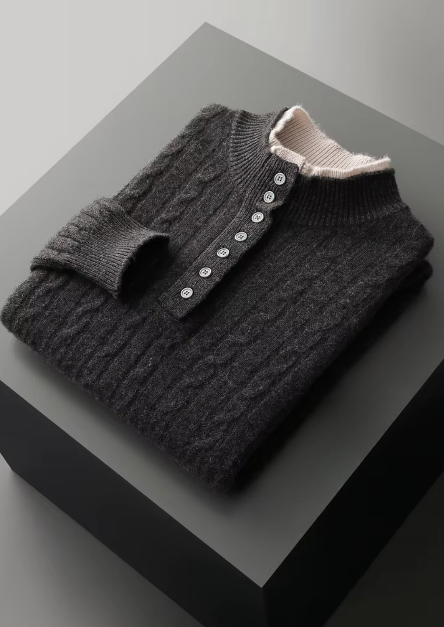 SIGNATURE MERIFIELD™ CABLE KNIT HENLEY SWEATER