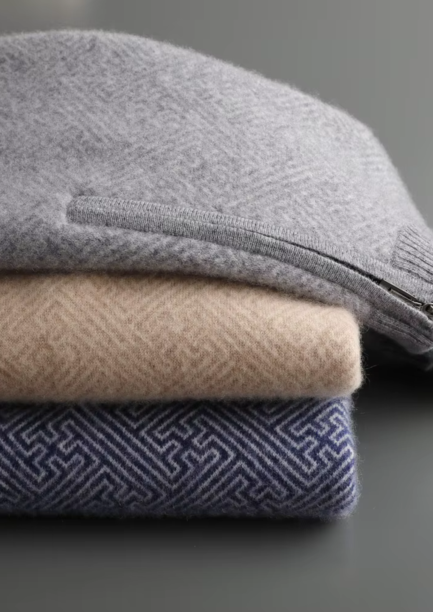 MAISON CASHCRAFT™ PATTERNED HALF-ZIP SWEATER