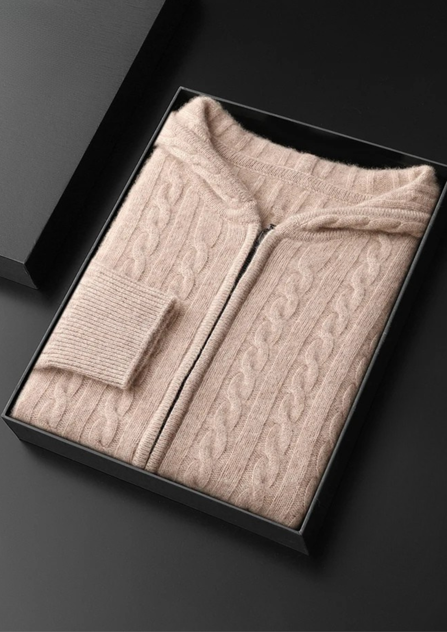 MAISON CASHCRAFT™ CABLE KNIT ZIPPER HOODIE