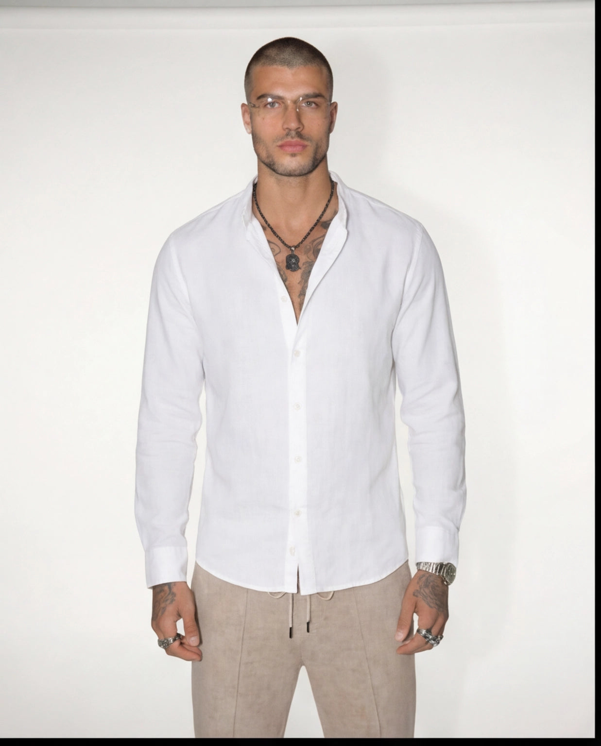 Vincenzo Aureli™ | Camicia in Cotone con Collo Arricciato