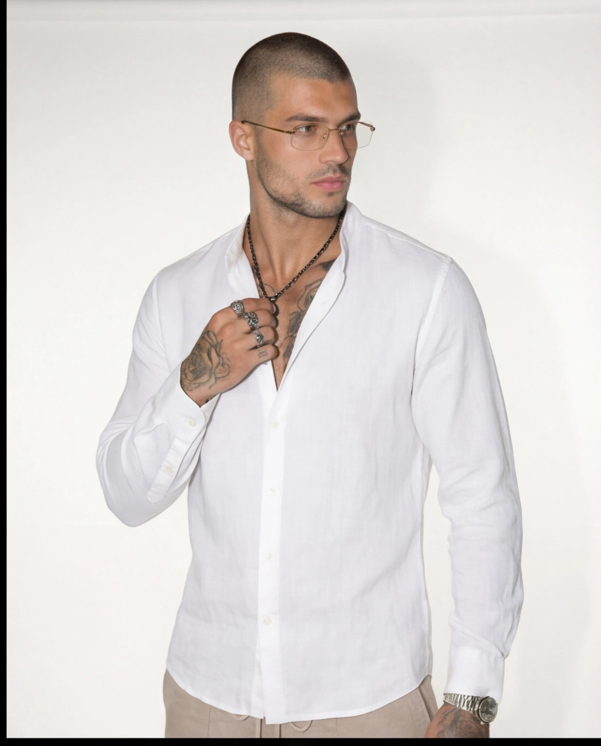 Vincenzo Aureli™ | Camicia in Cotone con Collo Arricciato
